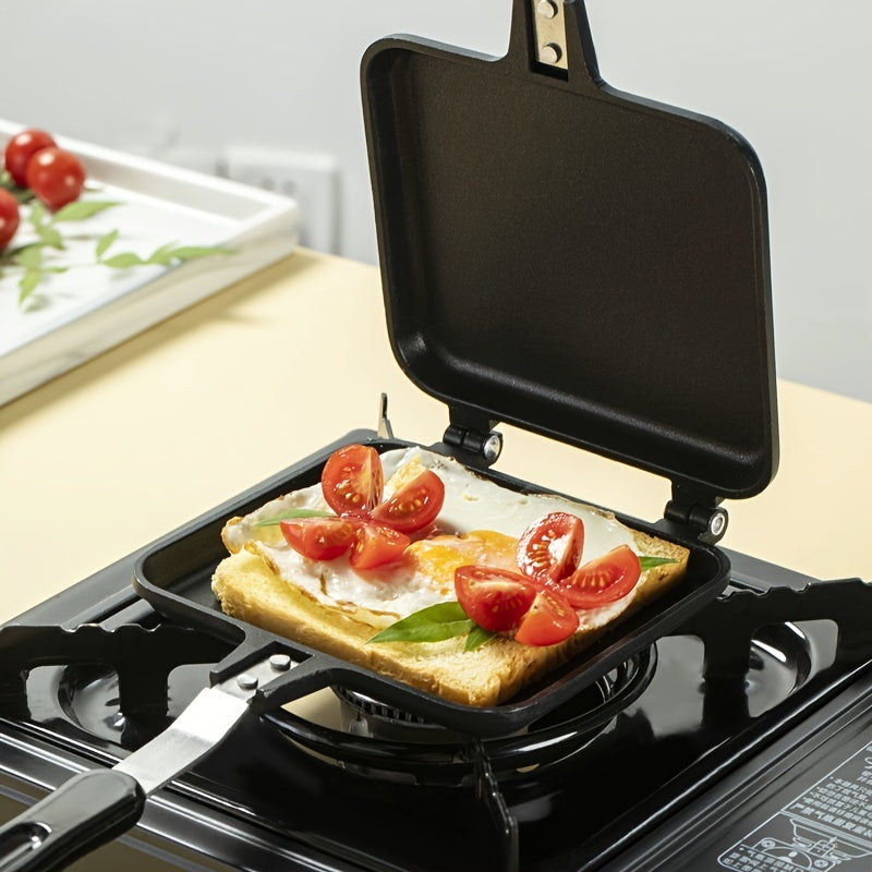 1pc Sandwich Maker Non-stick Grilled Sandwich Double Sided Frying Pan; Bread Toast Breakfast Pan Omelette Pan Outdoor Camping Baking Pan Kitchen Supplies