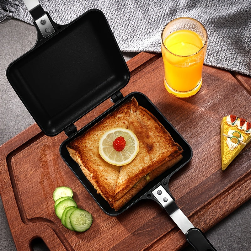 1pc Sandwich Maker Non-stick Grilled Sandwich Double Sided Frying Pan; Bread Toast Breakfast Pan Omelette Pan Outdoor Camping Baking Pan Kitchen Supplies