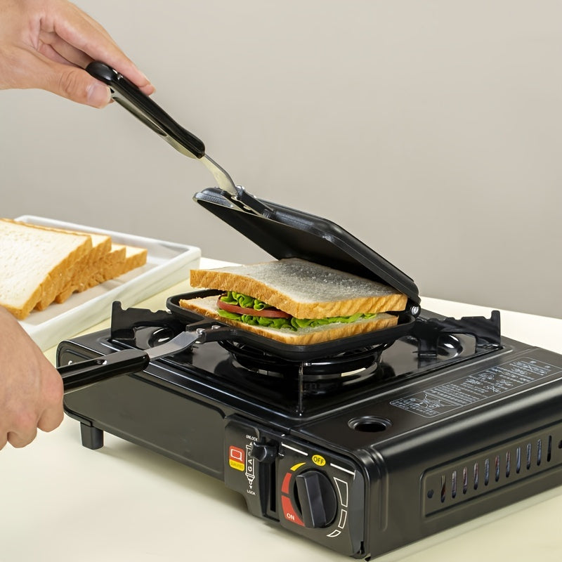 1pc Sandwich Maker Non-stick Grilled Sandwich Double Sided Frying Pan; Bread Toast Breakfast Pan Omelette Pan Outdoor Camping Baking Pan Kitchen Supplies