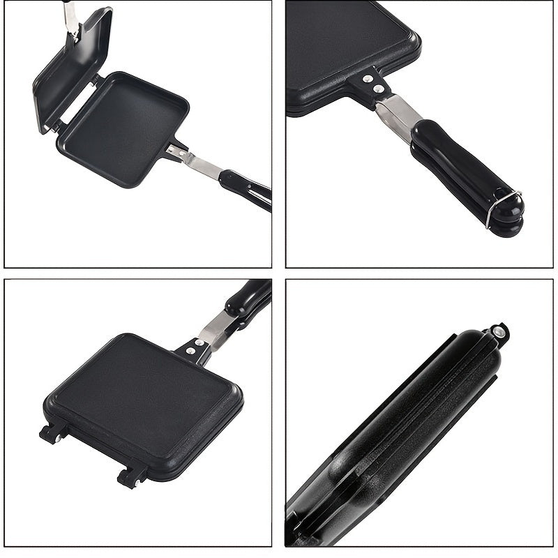1pc Sandwich Maker Non-stick Grilled Sandwich Double Sided Frying Pan; Bread Toast Breakfast Pan Omelette Pan Outdoor Camping Baking Pan Kitchen Supplies