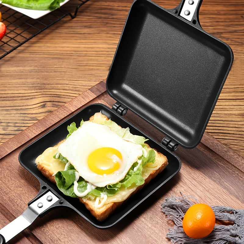1pc Sandwich Maker Non-stick Grilled Sandwich Double Sided Frying Pan; Bread Toast Breakfast Pan Omelette Pan Outdoor Camping Baking Pan Kitchen Supplies