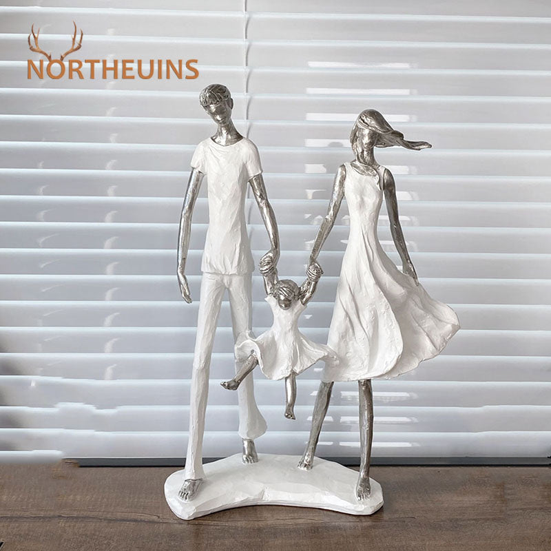 NORTHEUINS Resin Family Statues Nordic Creative Abstract Figurines for Interior Home Living Room Desktop Decoration Accessories
