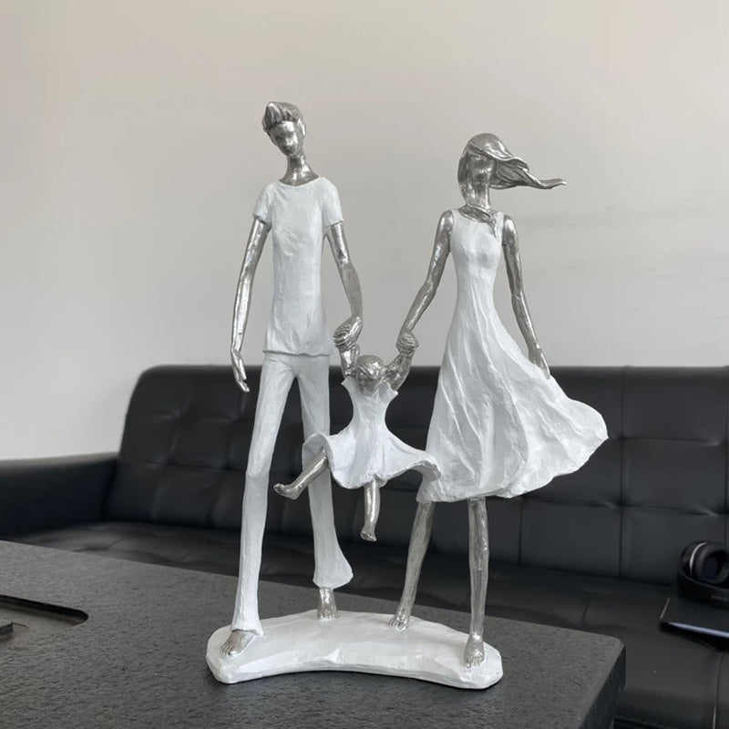 NORTHEUINS Resin Family Statues Nordic Creative Abstract Figurines for Interior Home Living Room Desktop Decoration Accessories