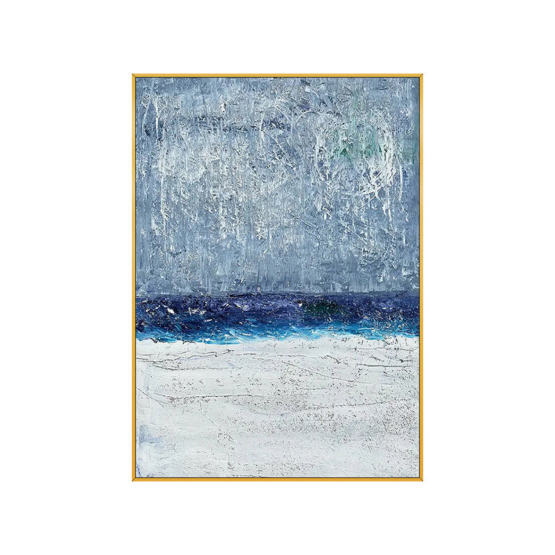 Abstract Blue White Landscape Canvas Posters Handmade Golden Wall Pictures for Living Room Bedroom Aisle Scandinavian Home Decor