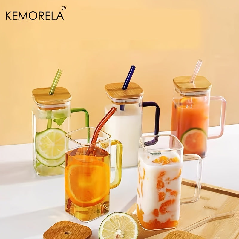1pc, 13.5oz Adorable Glass Cups with Lids and Straws - Perfect for Back to School and On-the-Go Drinks