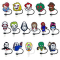 6pcs Reusable Silicone Straw Tip Caps - Scary Clown Design - Perfect for Halloween Decorations and Drinking
