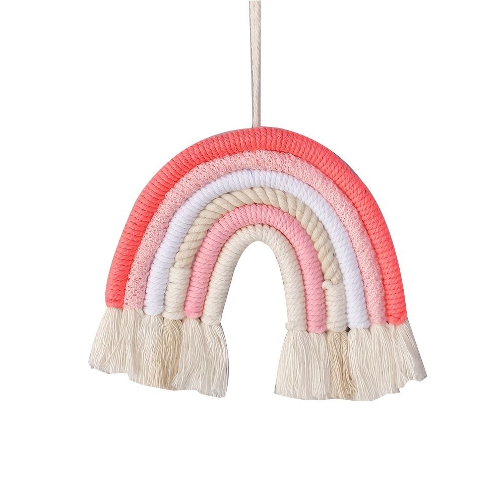 1pc Vibrant Rainbow Macrame Wall Hanging - Stunning Home Decor for Living Room, Bedroom, and More