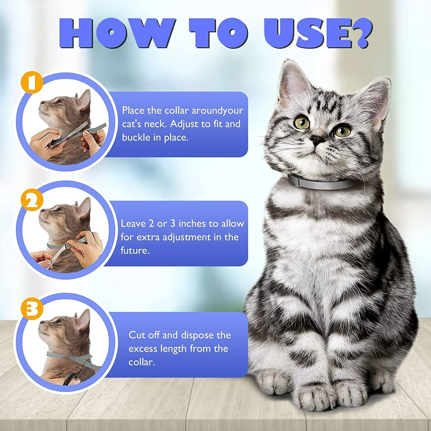 Flea & Tick Collar for Cats and Dogs; 2 Pack; 14 Months Protection; Kills & Repels Fleas and Ticks; Adjustable length