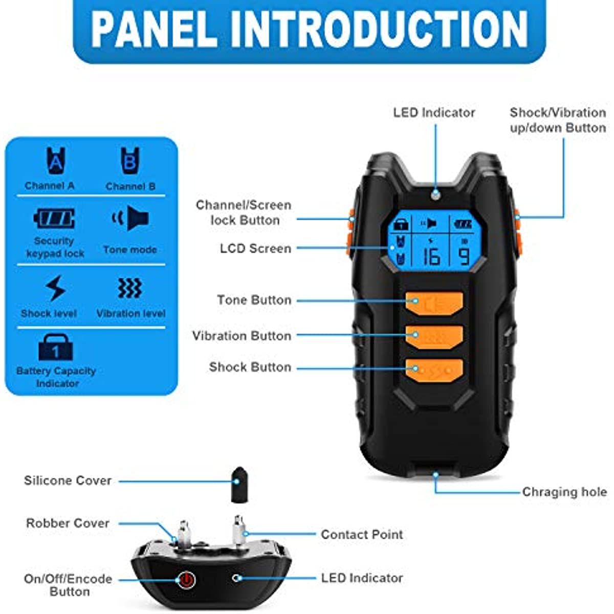 Dog Training Collar; Shock Collar for Dogs with Remote; Rechargeable Dog Shock Collar; 3 Modes Beep Vibration and Shock Waterproof Bark Collar for Small; Medium; Large Dogs