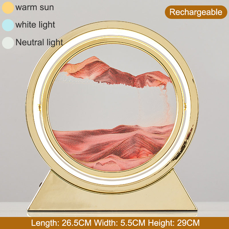 3D Hourglass LED Lamp 360° Moving Sand Art Table Lamp Sandscapes Quicksand Night Light Living Room Accessories Home Decor Gifts