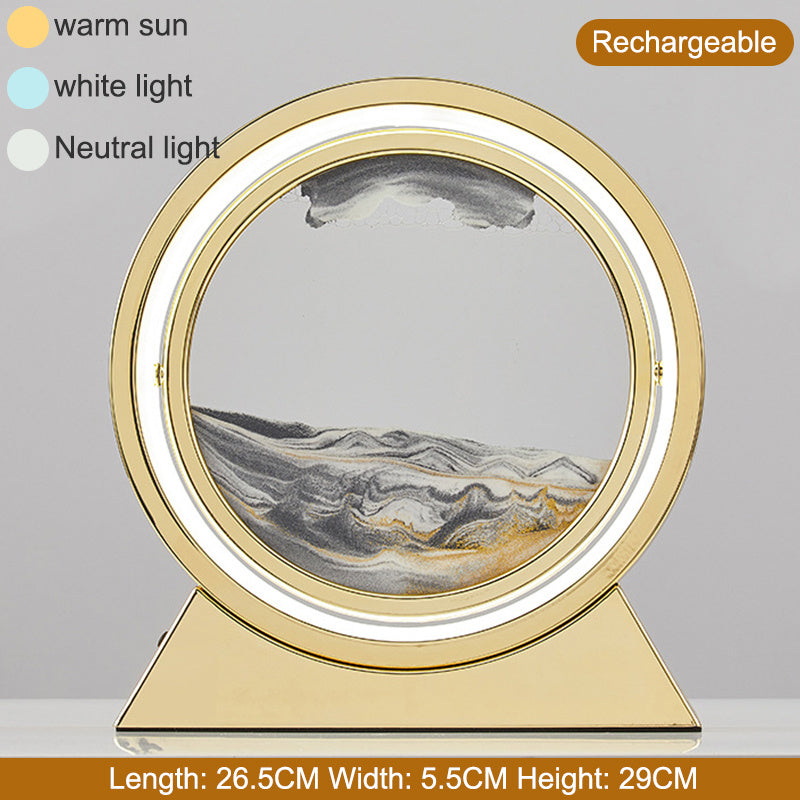 3D Hourglass LED Lamp 360° Moving Sand Art Table Lamp Sandscapes Quicksand Night Light Living Room Accessories Home Decor Gifts