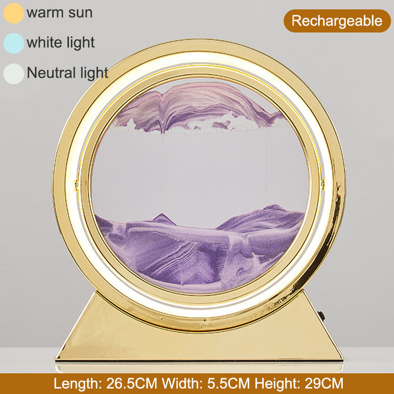 3D Hourglass LED Lamp 360° Moving Sand Art Table Lamp Sandscapes Quicksand Night Light Living Room Accessories Home Decor Gifts