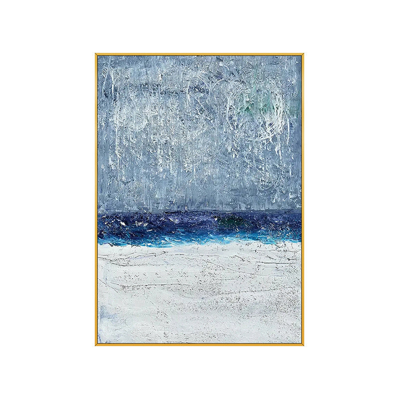 Abstract Blue White Landscape Canvas Posters Handmade Golden Wall Pictures for Living Room Bedroom Aisle Scandinavian Home Decor