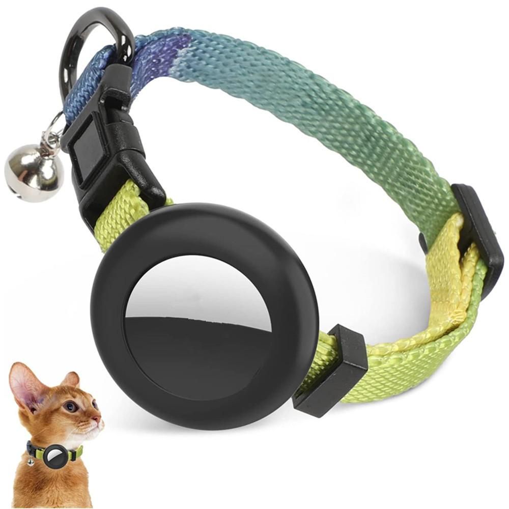 For AirTag Tracker Silicone Case Rainbow Gradient Pet Collar