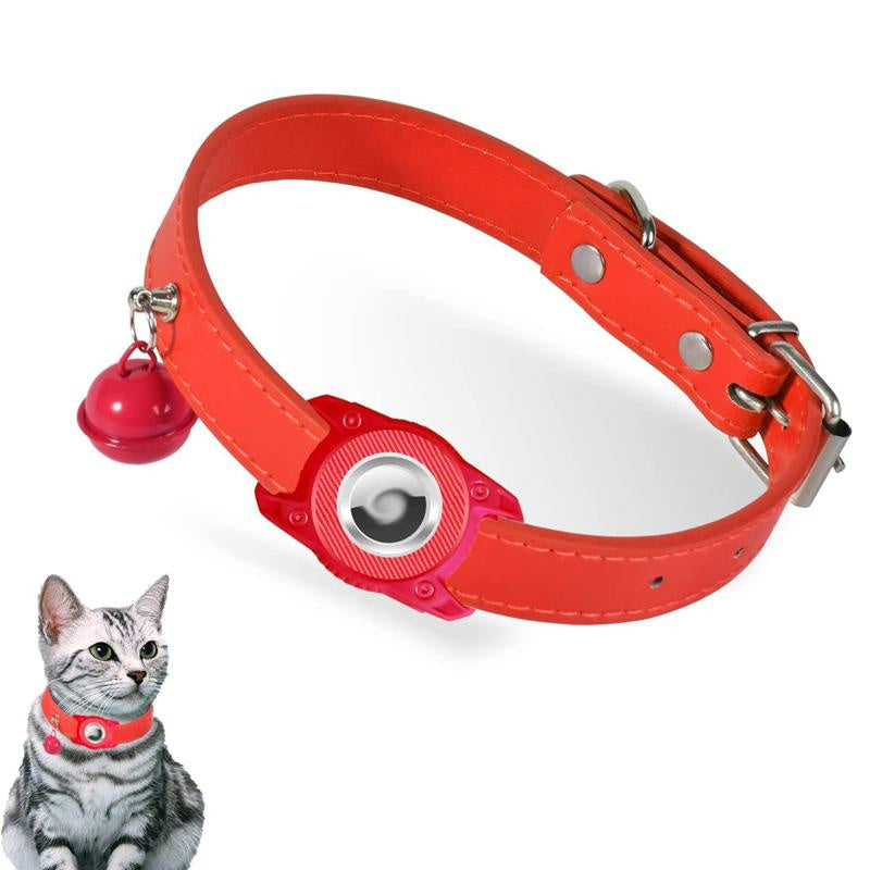 For AirTag Tracker Waterproof Protection Case Pet Leather Collar
