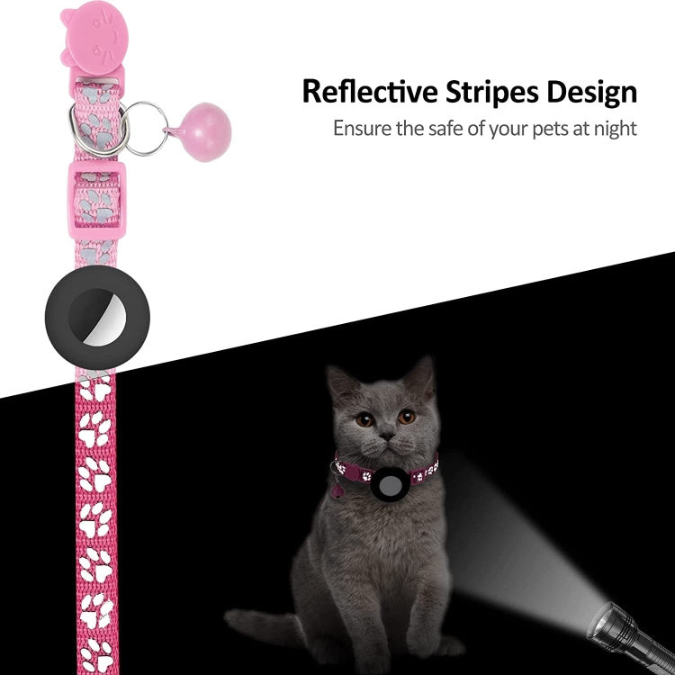 Pet Cat Reflective Collar With Bell For Airtag Tracker