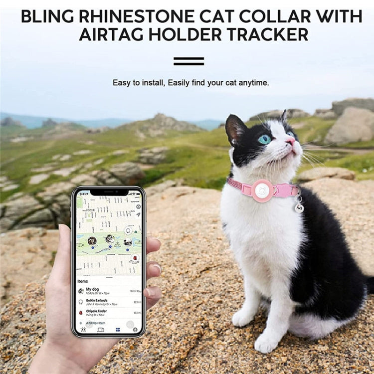 Rhinestone Decor Pet Collar For Airtag Tracker Case