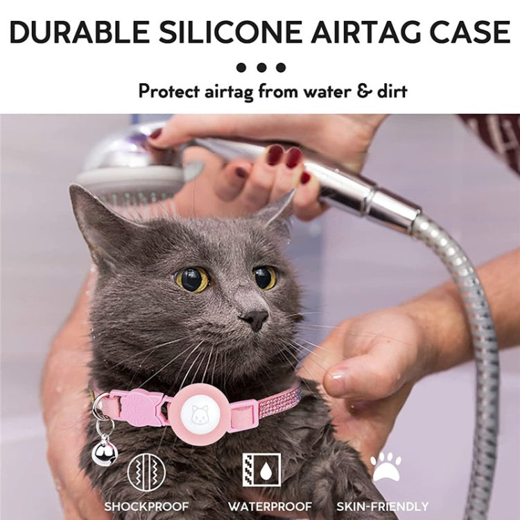 Rhinestone Decor Pet Collar For Airtag Tracker Case
