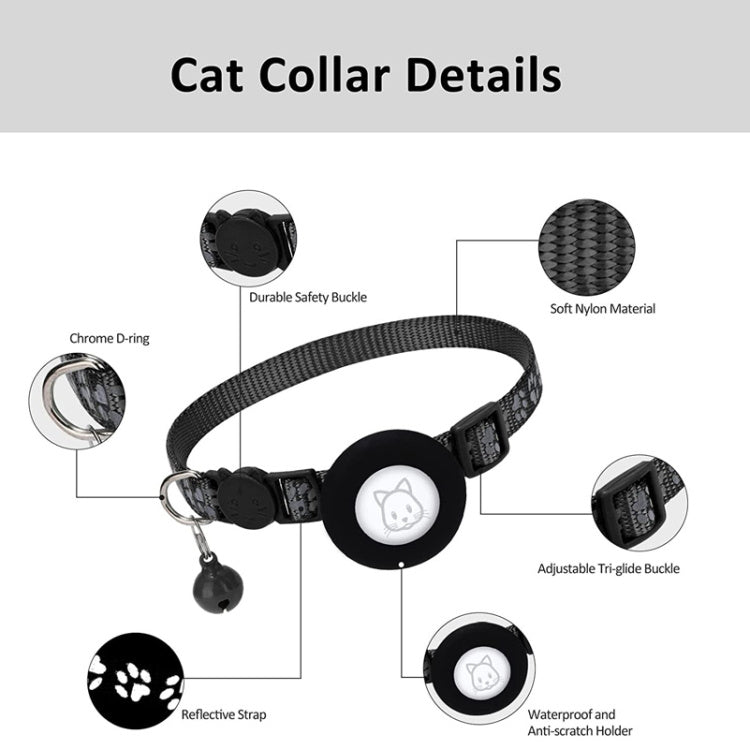 Pet Cat Reflective Collar With Bell For Airtag Tracker