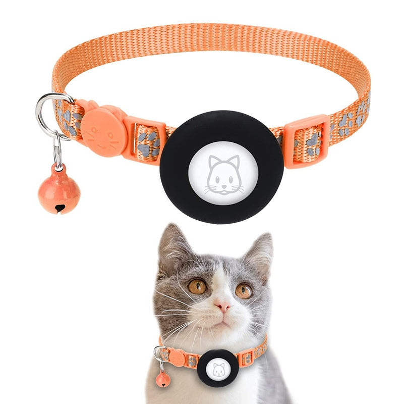 Pet Cat Reflective Collar With Bell For Airtag Tracker