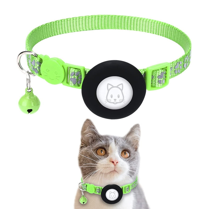 Pet Cat Reflective Collar With Bell For Airtag Tracker