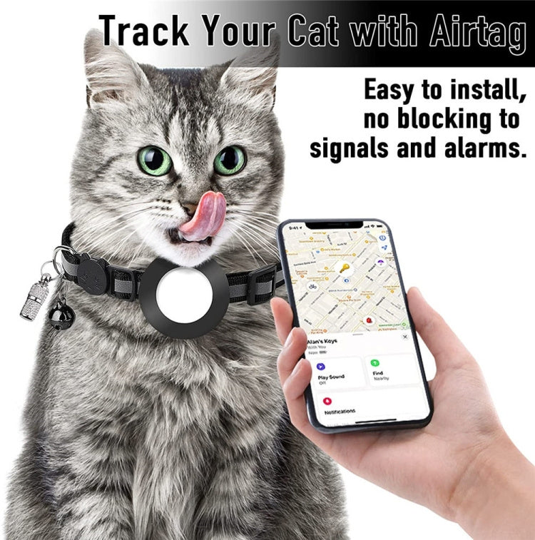 Pet Anti Lost Address Pendant Collar With Bell For Airtag