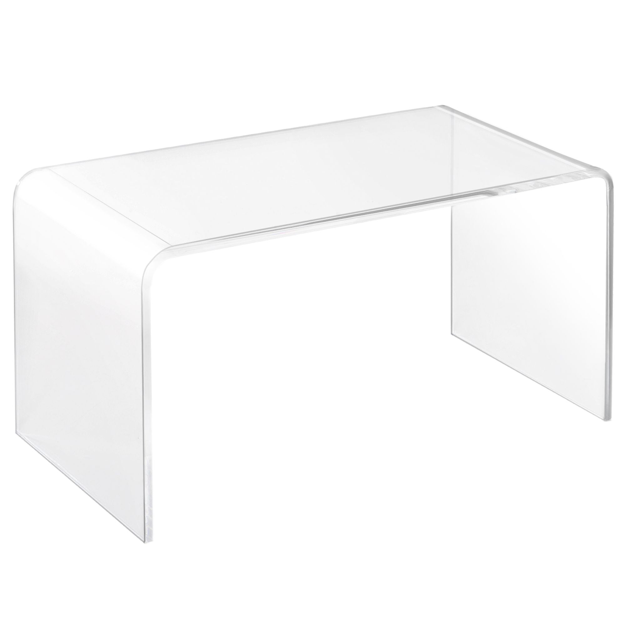 32" Clear Acrylic Coffee Table, 0.5In Thick C-Shape Waterfall End Coffee Table, Multipurpose Lucite Tea Table for Living Room