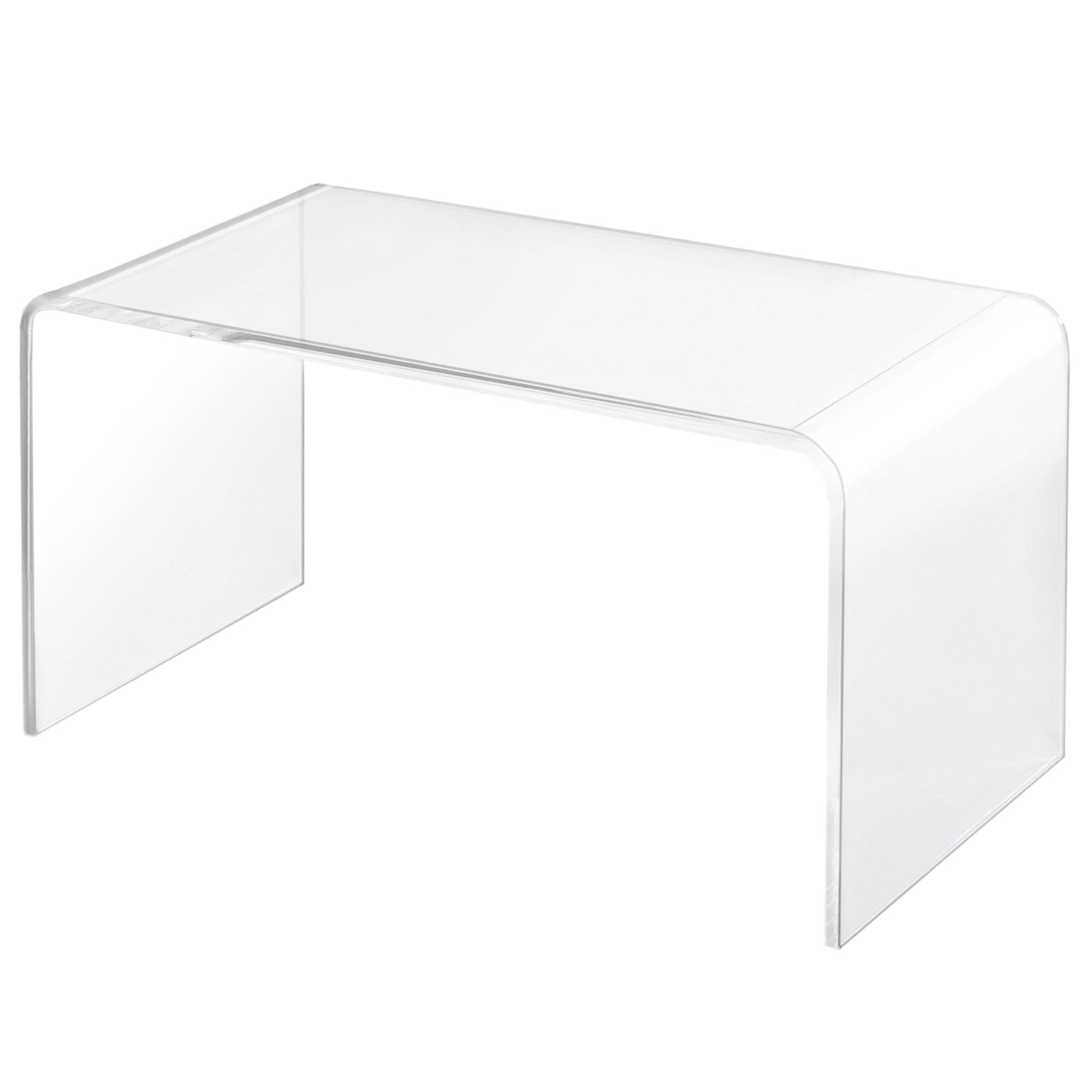 32" Clear Acrylic Coffee Table, 0.5In Thick C-Shape Waterfall End Coffee Table, Multipurpose Lucite Tea Table for Living Room