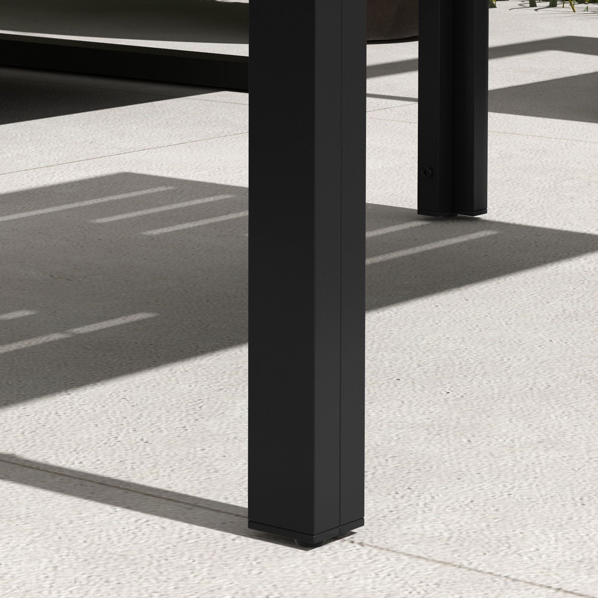Outdoor Coffee Table Black Rectangular Patio Side Table with Steel Frame and Slat Tabletop for Garden, Balcony