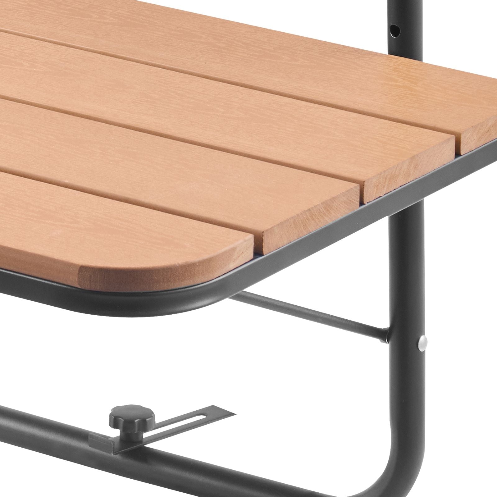 Balcony Hanging Table, 25 x 24 in Folding Balcony Railing Table, Outdoor Balcony Bar Table for Railings, 4-Level Adjustable, Fit Railing from 1" to 8.27", Serving Table for Patio & Deck