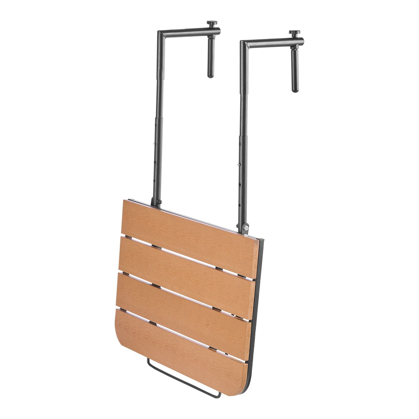Balcony Hanging Table, 25 x 24 in Folding Balcony Railing Table, Outdoor Balcony Bar Table for Railings, 4-Level Adjustable, Fit Railing from 1" to 8.27", Serving Table for Patio & Deck