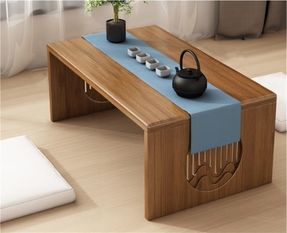 Foldable Low Table, Bamboo Coffee Table, Floor-Standing Small Tea Table, Suitable for Living Room, Coffee Table, Dining Table, Home Decoration