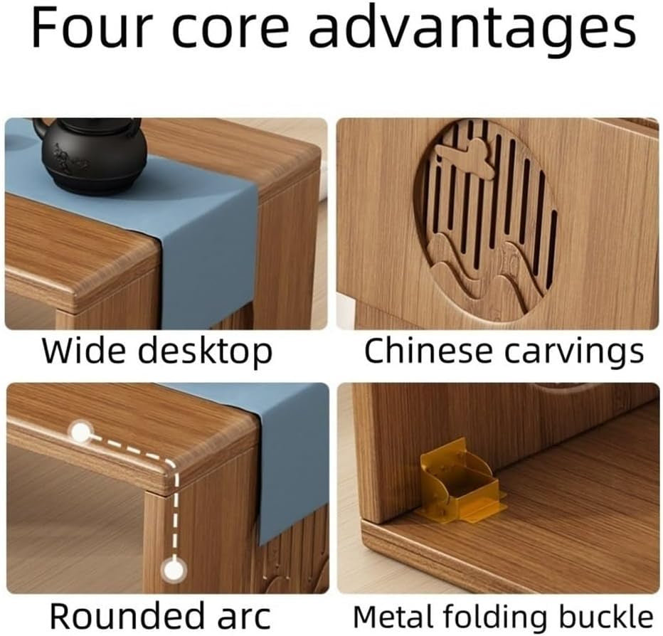 Foldable Low Table, Bamboo Coffee Table, Floor-Standing Small Tea Table, Suitable for Living Room, Coffee Table, Dining Table, Home Decoration