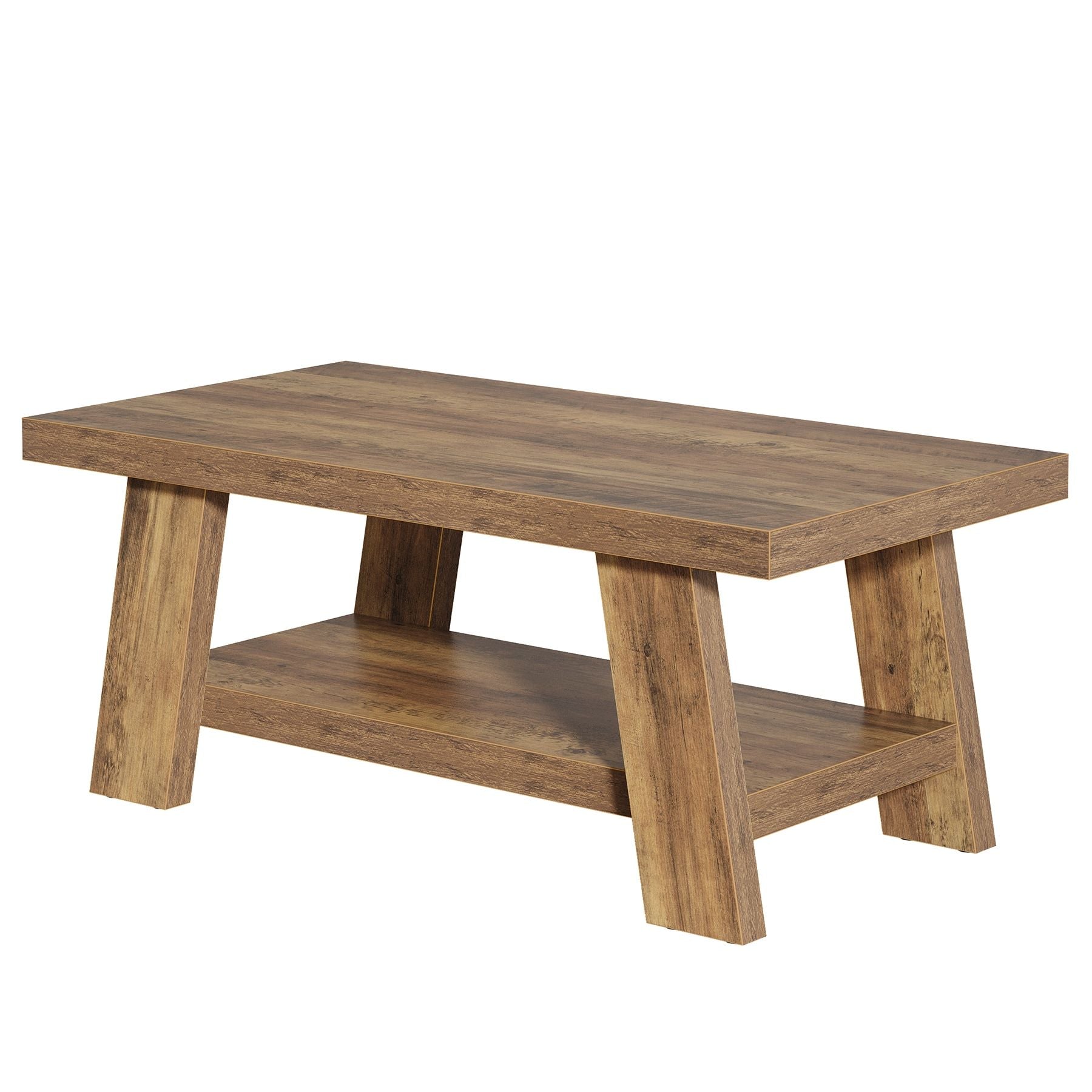 Coffee Table, Farmhouse 2-tier Center Table with Storage