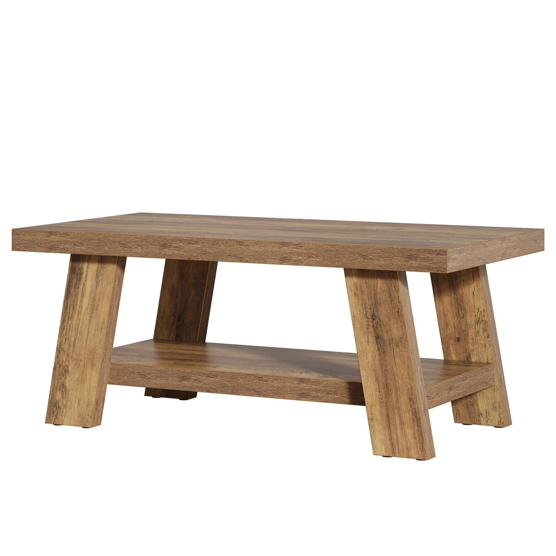 Coffee Table, Farmhouse 2-tier Center Table with Storage
