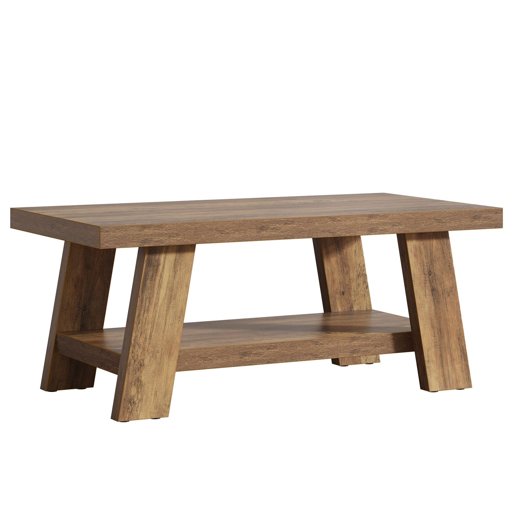 Coffee Table, Farmhouse 2-tier Center Table with Storage