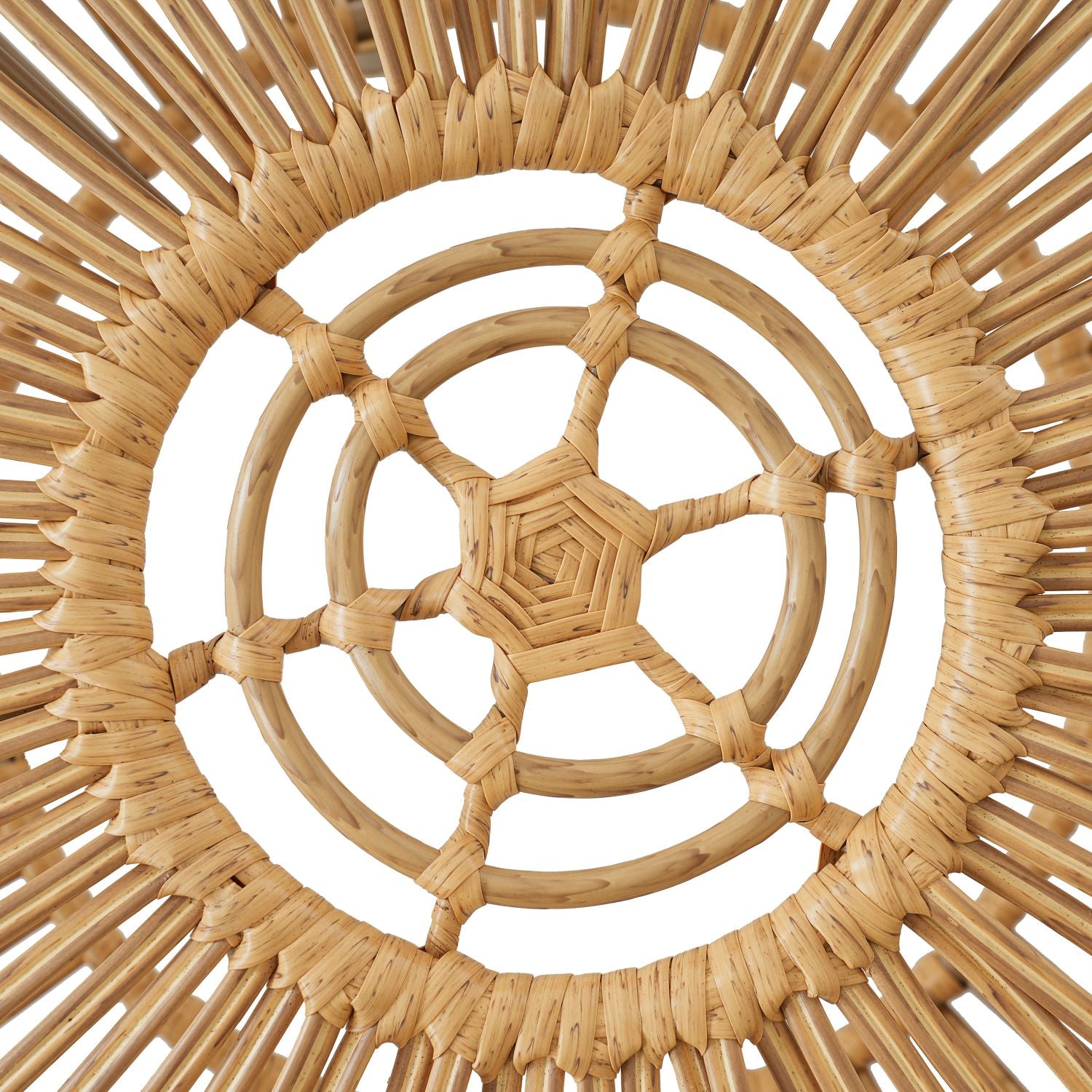 OTTAWA Coffee Table-Bohemian Faux Rattan Weave Accent Table for Indoor Outdoor Use, Handcrafted Round Side Table for Living Room, Patio, Garden,Light Brown Color