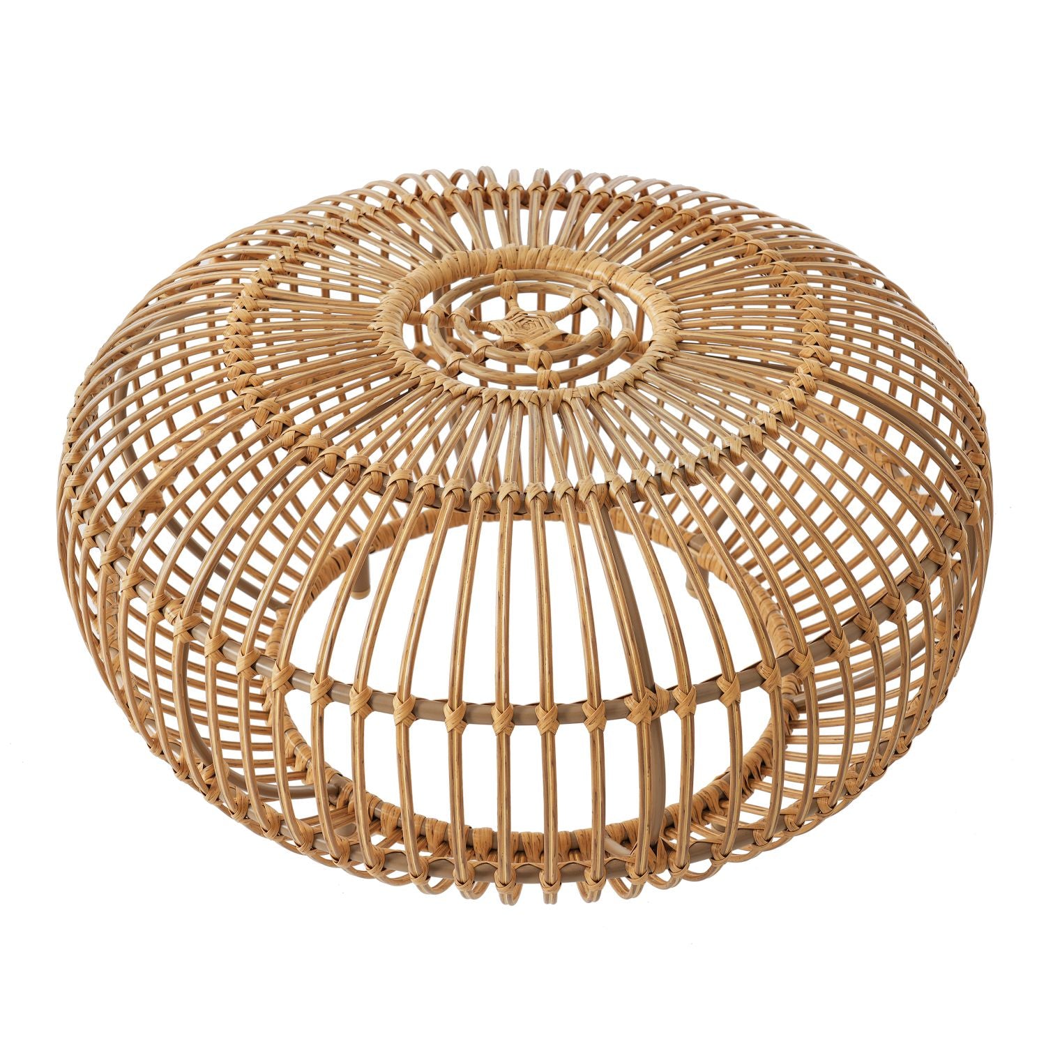 OTTAWA Coffee Table-Bohemian Faux Rattan Weave Accent Table for Indoor Outdoor Use, Handcrafted Round Side Table for Living Room, Patio, Garden,Light Brown Color
