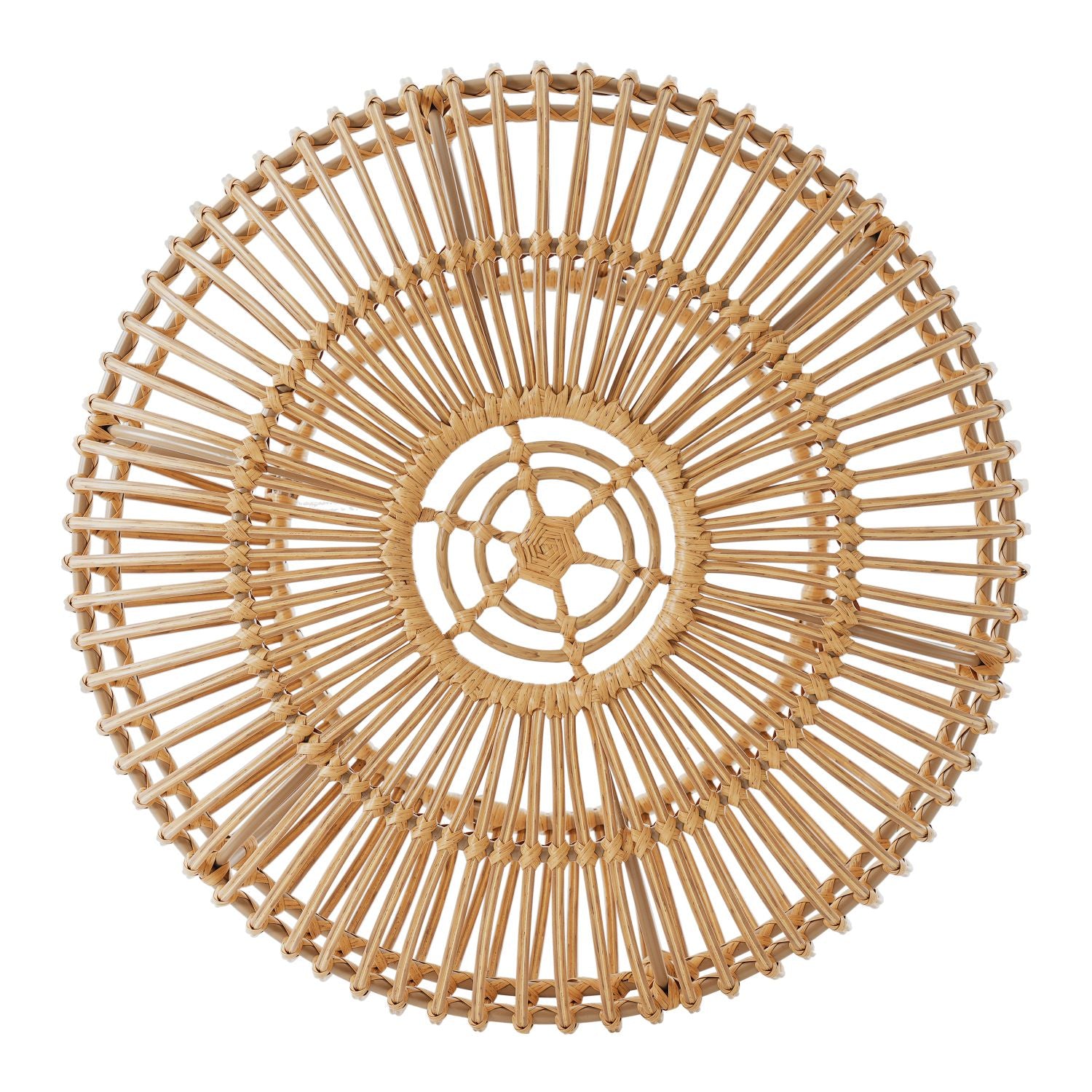 OTTAWA Coffee Table-Bohemian Faux Rattan Weave Accent Table for Indoor Outdoor Use, Handcrafted Round Side Table for Living Room, Patio, Garden,Light Brown Color