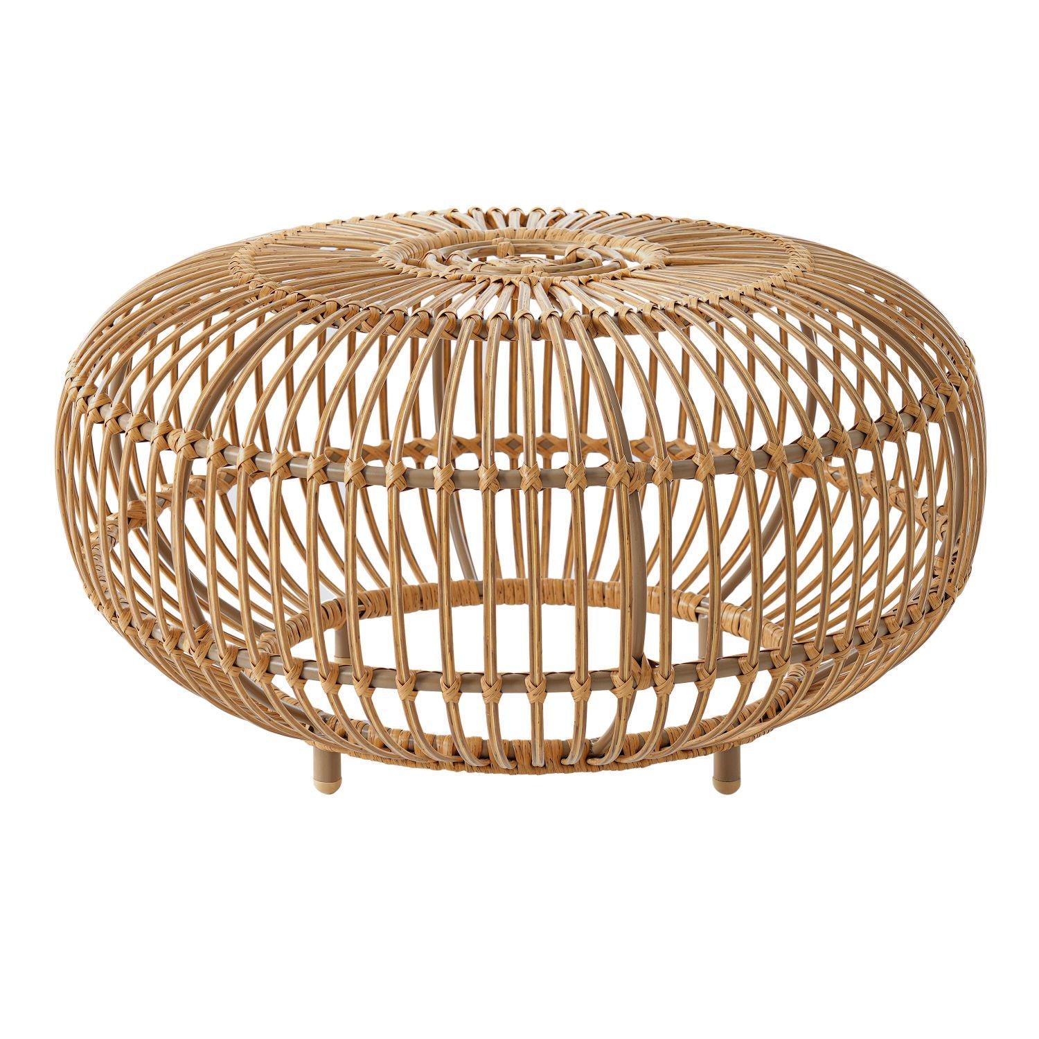 OTTAWA Coffee Table-Bohemian Faux Rattan Weave Accent Table for Indoor Outdoor Use, Handcrafted Round Side Table for Living Room, Patio, Garden,Light Brown Color