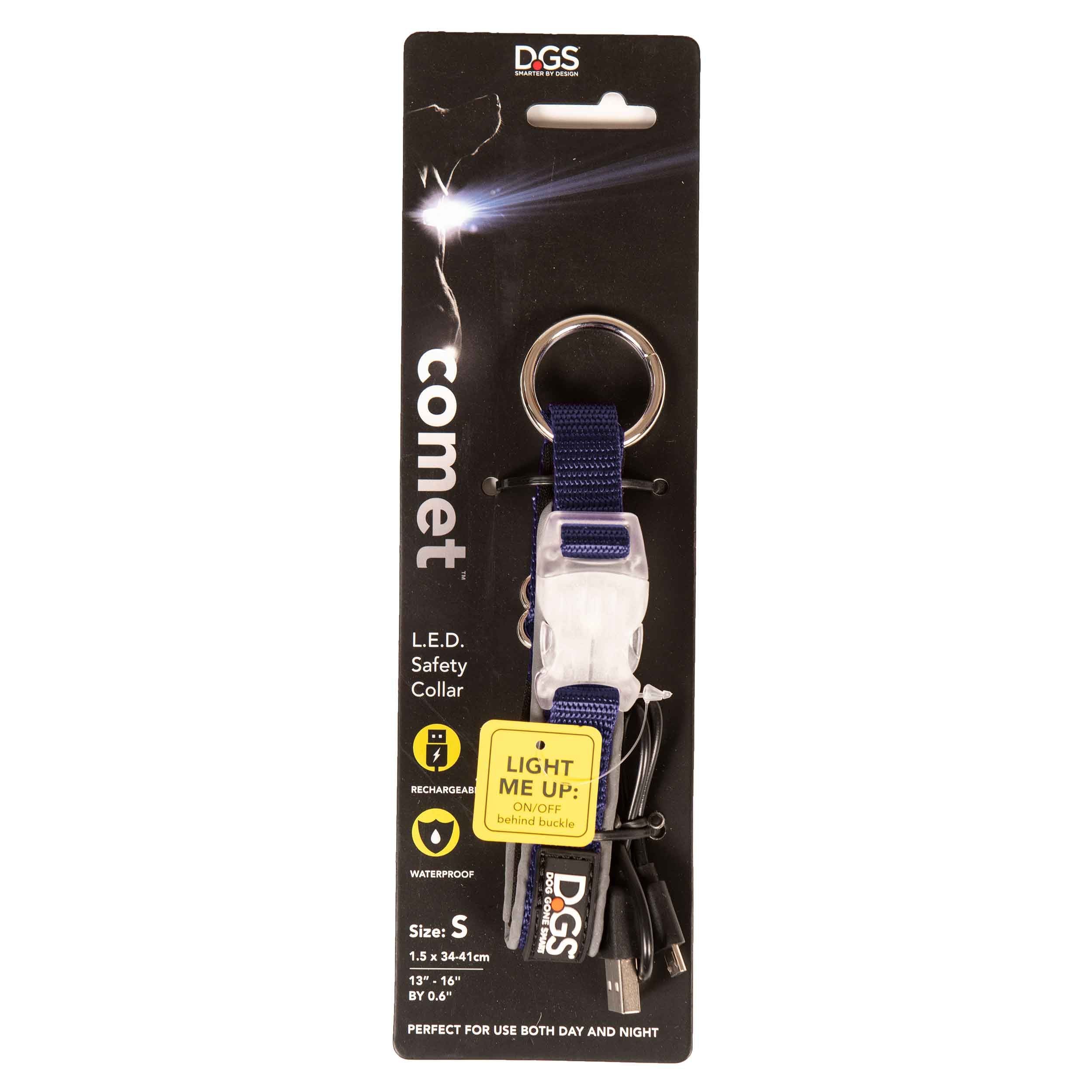 DGS Pet Products Comet Rechargeable Light Up Dog Collar Small Red 13.5" - 16" x 0.6"