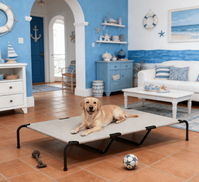 Large dog bed, pet bed, beige
