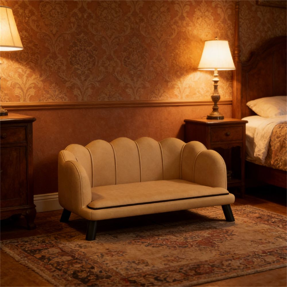 Dog sofa, pet bed, with four wooden legs, structurally stable