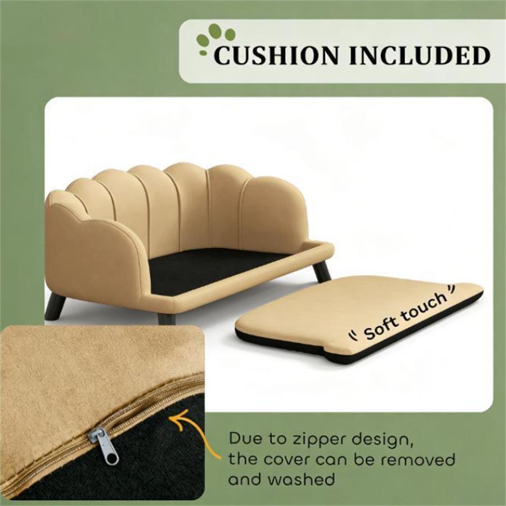 Dog sofa, pet bed, with four wooden legs, structurally stable