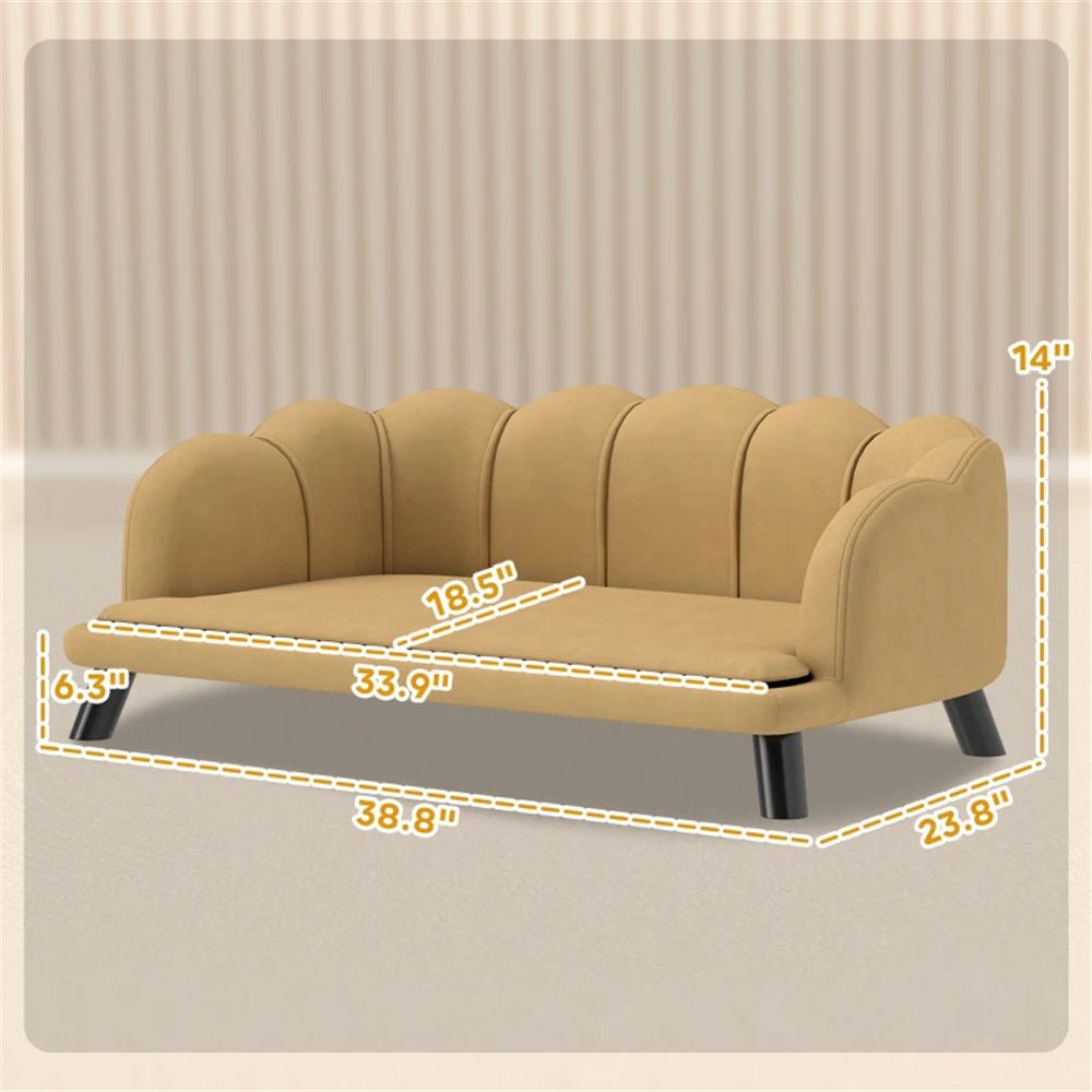 Dog sofa, pet bed, with four wooden legs, structurally stable