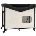 Elevated Lounge Pet Bed, Foldable Bunk Dog Bed with 600D Oxford Cloth and Dutch Velvet, Portable Raised Cot with Wheels, Side Storage Bags, and Carry Bag for Cats & Dogs, XL, Beige