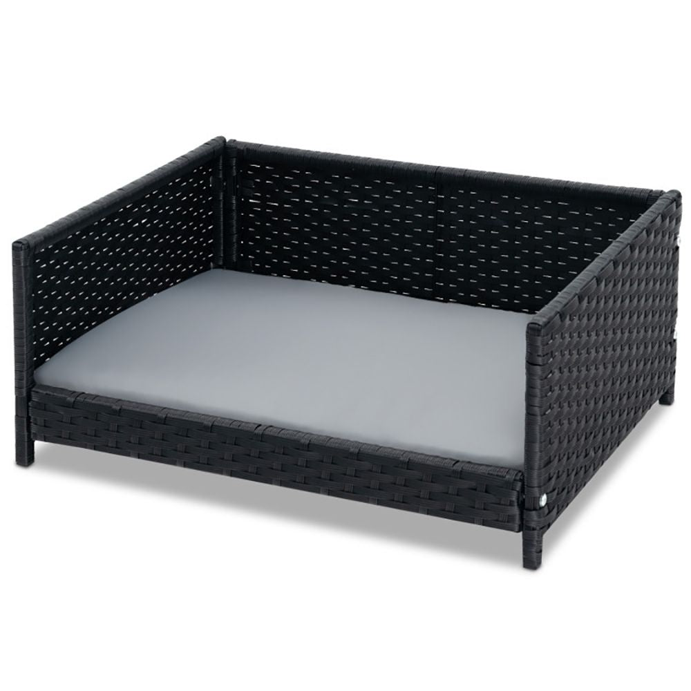 Rattan Dog Bed with Waterproof Soft Cushion for Medium Small Dogs Cats