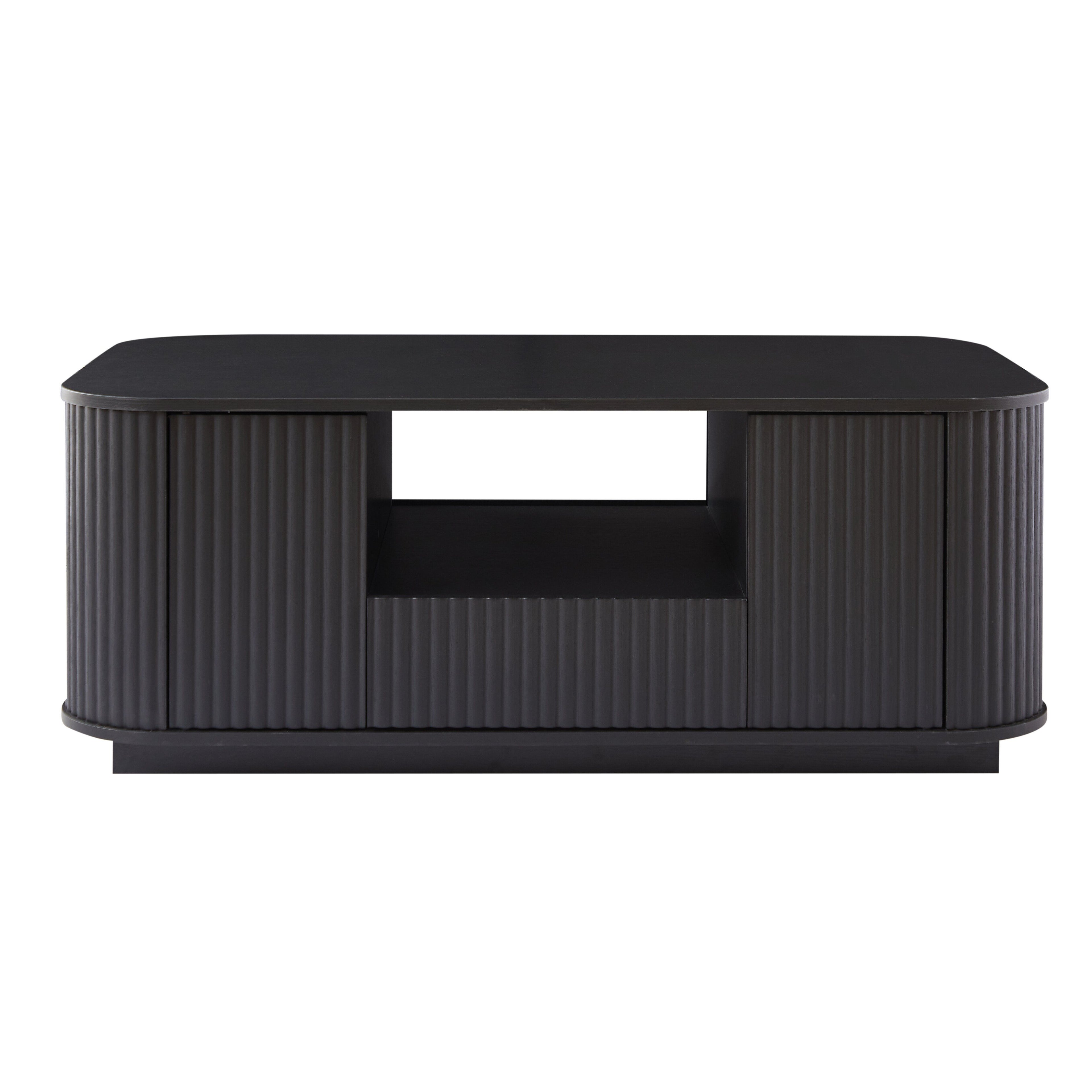 46.5"modern luxury oval coffee table with drawers and storage compartments, curved contour design, living room center coffee table, suitable for living rooms and offices