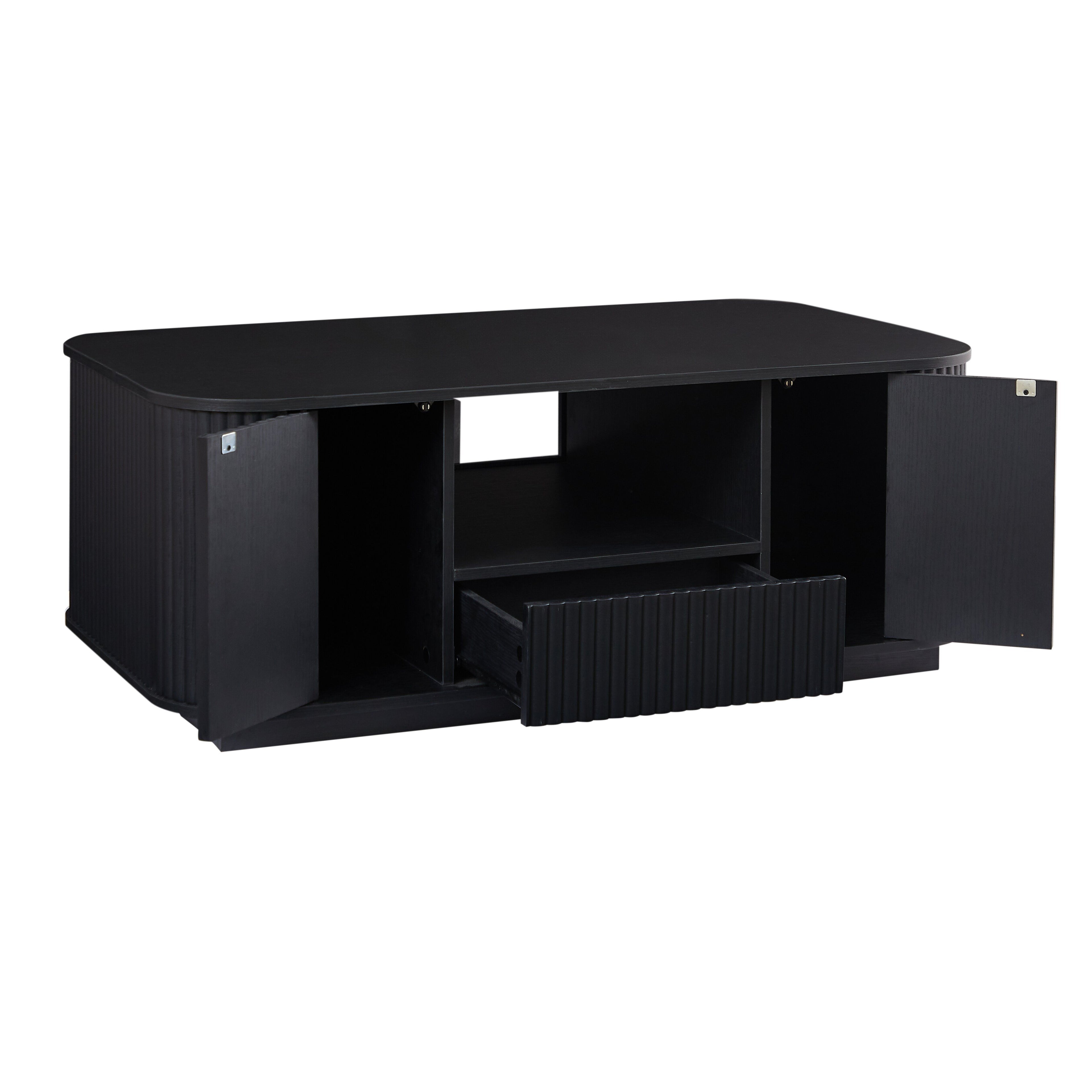 46.5"modern luxury oval coffee table with drawers and storage compartments, curved contour design, living room center coffee table, suitable for living rooms and offices