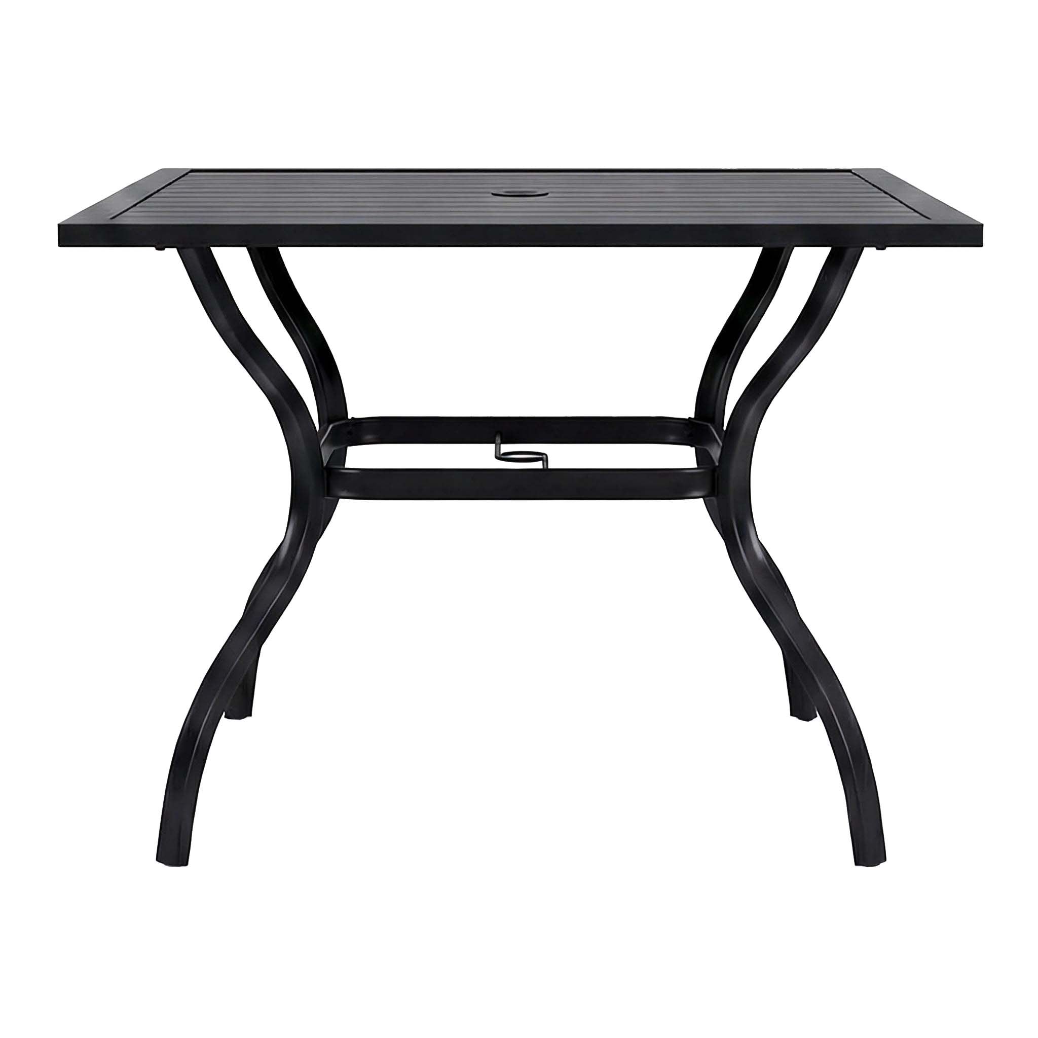 Metal Steel Slat Patio Dining Table Square Backyard Bistro Table Outdoor Furniture Garden Table